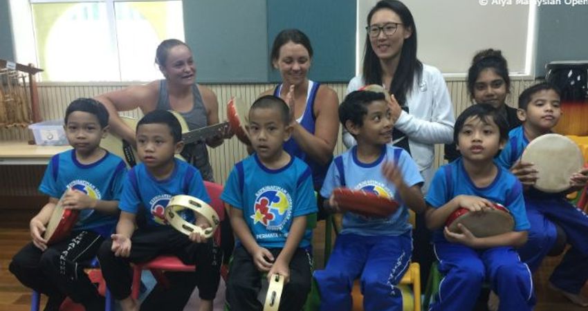 WTA players at Kuala Lumpur learning centre