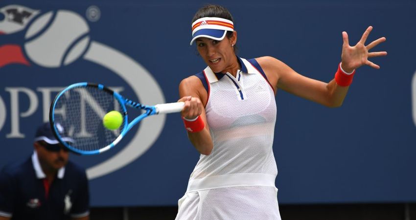 Garbiñe Muguruza in her first round at the US Open (Getty)