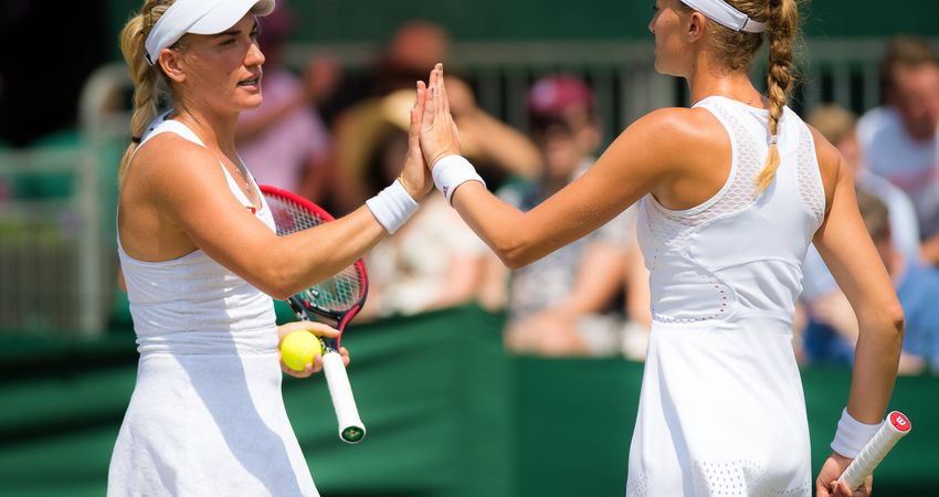 Timea Babos and Kristina Mladenovic, Wimbledon 2018 (©Jimmie48/WTA)