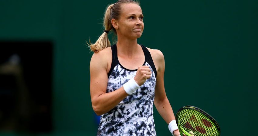 Magdalena Rybarikova after her 6-2, 6-3 victory over Karolina Pliskova in the round of 32 at the Nature Valley Classic in Birmingham (Getty)
