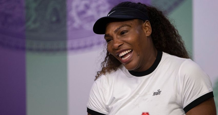 Serena Williams smiles during her pre-Wimbledon press conference (Getty)