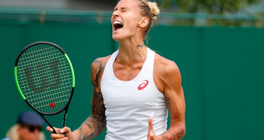 Polona Hercog lets her frustration out against Svetlana Kuznetsova (Getty)