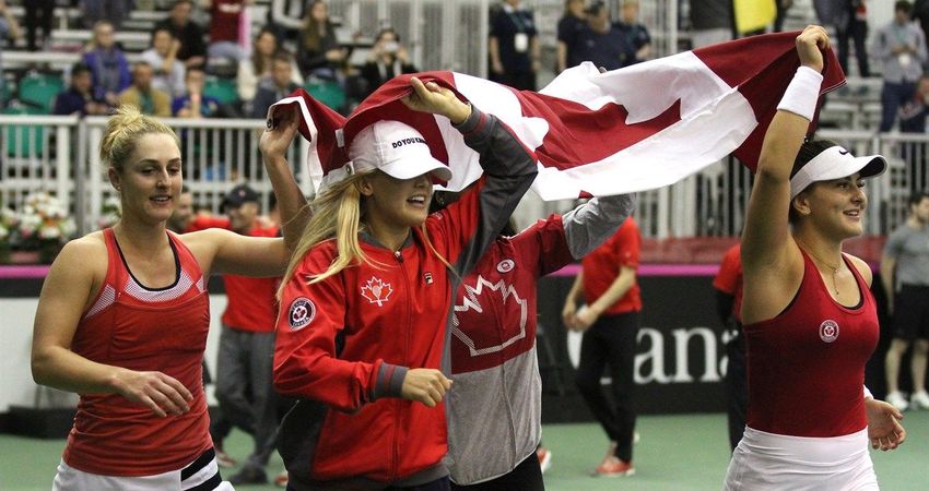Gabriela Dabrowski, Eugenie Bouchard, Bianca Andreescu  - 2018 Fed Cup
