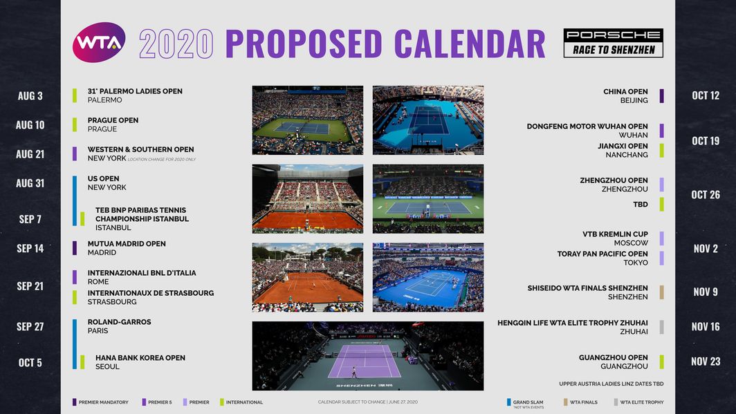 WTA announces new tour calendar and pathway to equal prize money