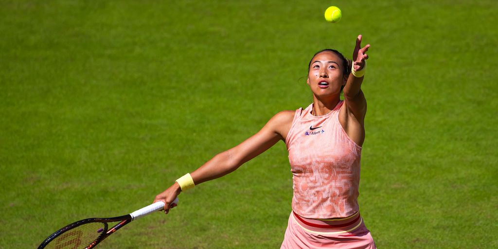 Zheng fires a season-high 23 aces to beat Osaka in Berlin opener