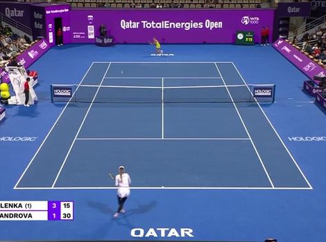 Aryna Sabalenka wins incredible point at the net in Doha
