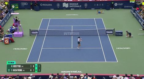 Marta Kostyuk recovers from fall to score unbelievable forehand winner 