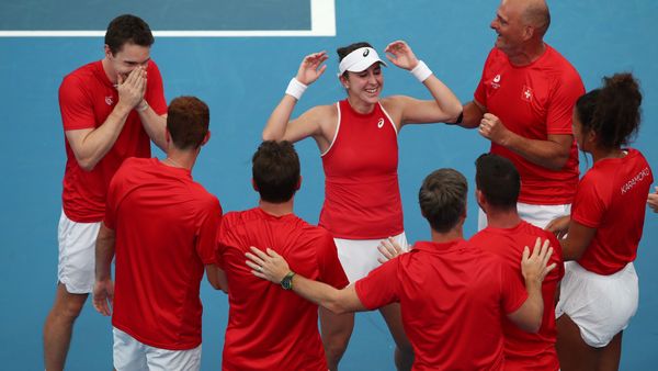 Switzerland huddle v Belgium celebration