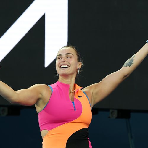 Aryna Sabalenka Australian Open selfie Roger Federer Rod Laver