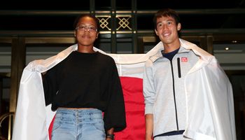 Osaka and Nishikori, 2018 US Open (Getty)