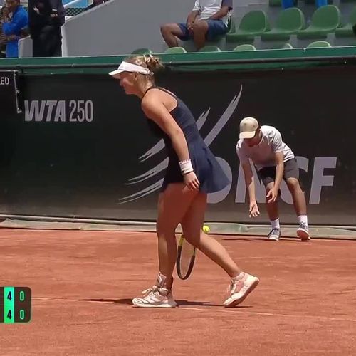 'It's come back in!' Tjen's slice changes course, catches the line in Rabat
