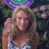 Annabel Croft congratulates Virginia Wade on high British honor 