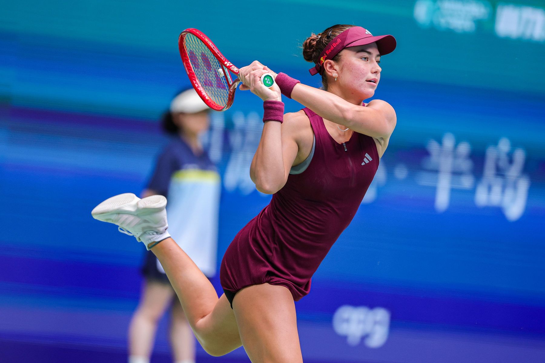 Iva Jovic hits a backhand during the 2026 Ningbo Open
