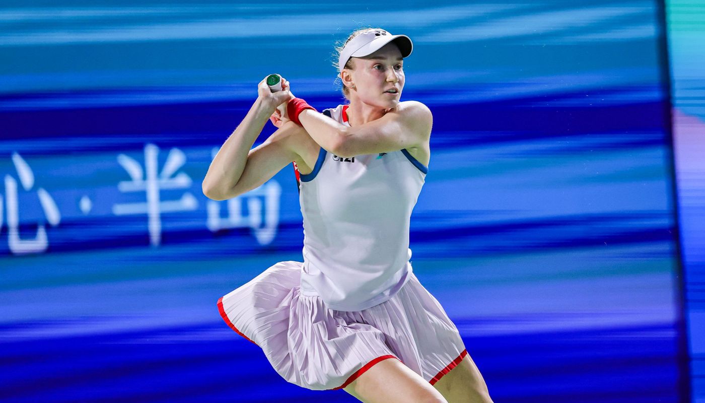 Rybakina hits a backhand at Ningbo in October 2026