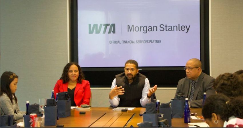 Harlem Junior Tennis & Education Program students visit Morgan Stanley headquarters